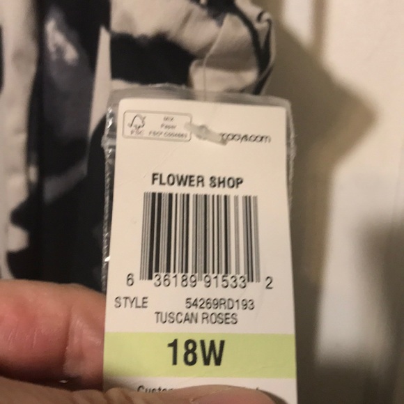 INC International Concepts Dress sleeveless. Black/Gray Roses Fit & Flare. 18W - Picture 6 of 6